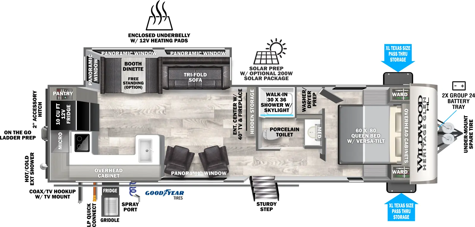 Heritage Glen Travel Trailers 27RKHL Floorplan